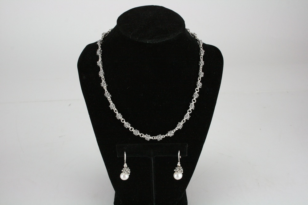 Michael Dawkins Sterling Silver Necklace and Earring Set