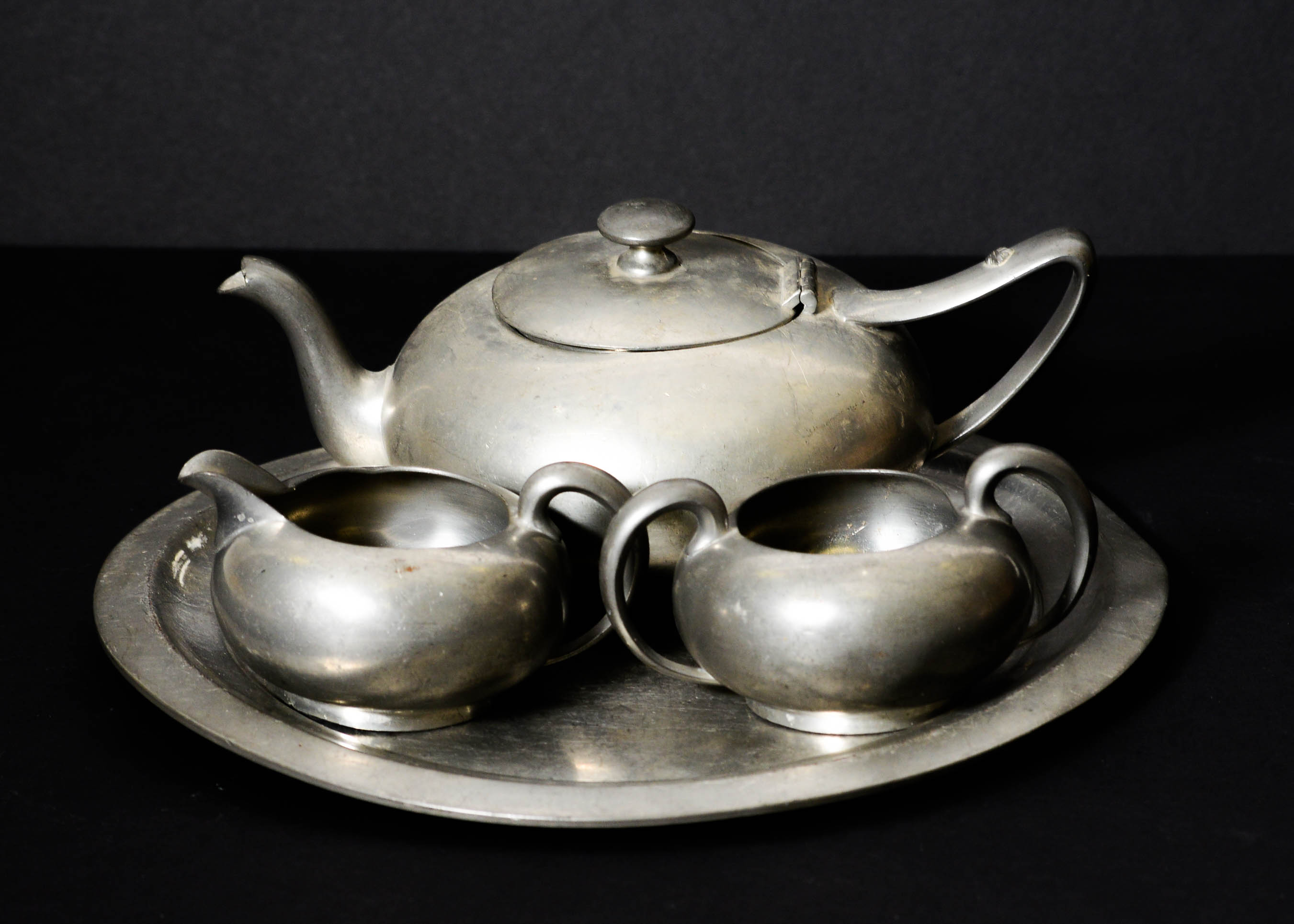 Vintage Pewter Wilcox Four-Piece Tea Set