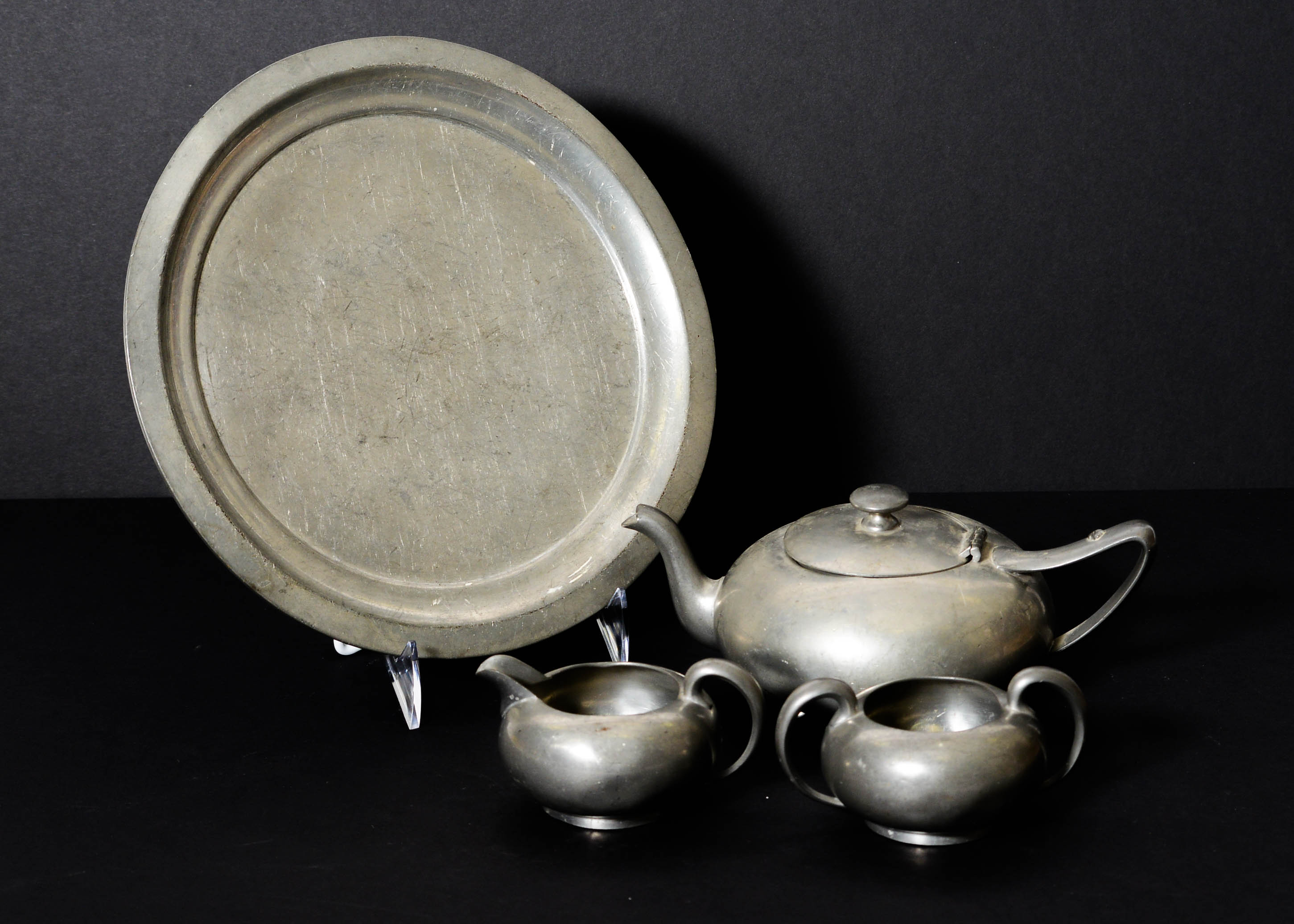 Vintage Pewter Wilcox Four-Piece Tea Set