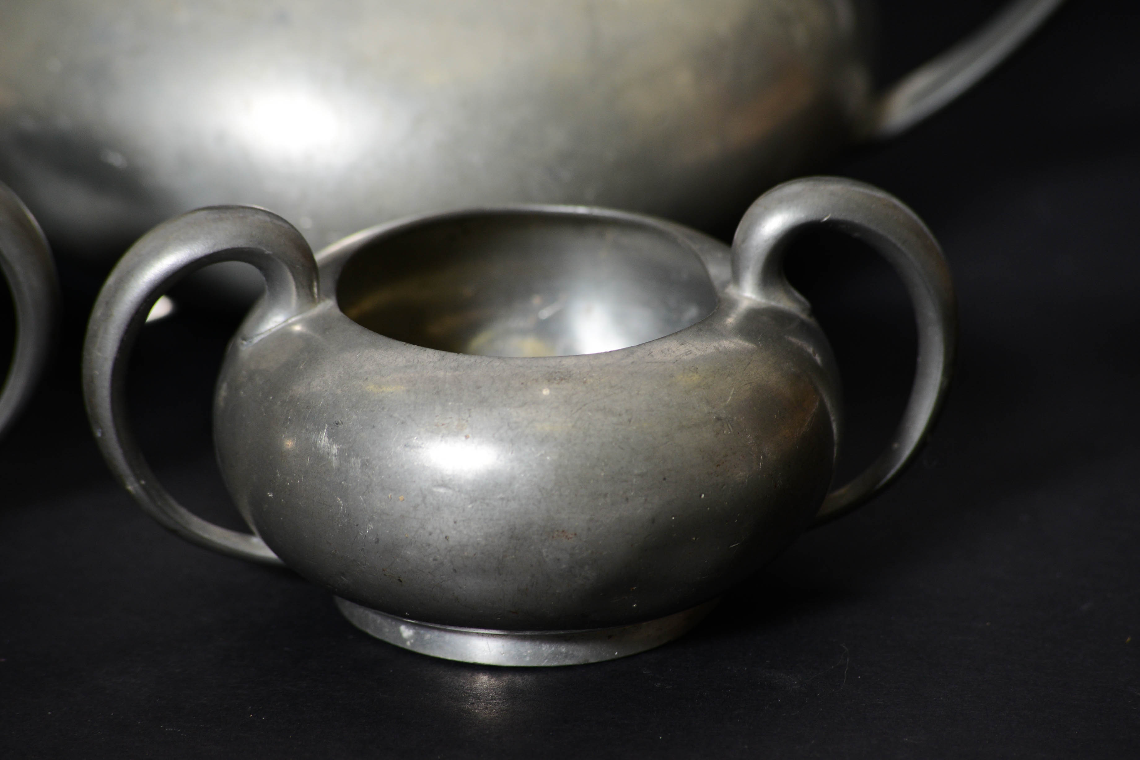 Vintage Pewter Wilcox Four-Piece Tea Set