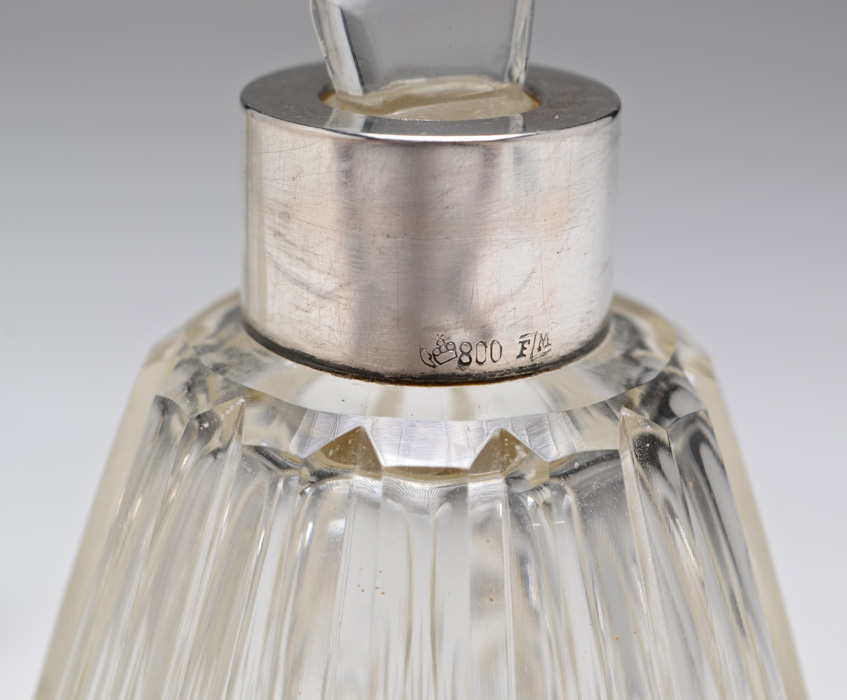 Vintage German 800 Silver and Cut Glass Perfume Bottles