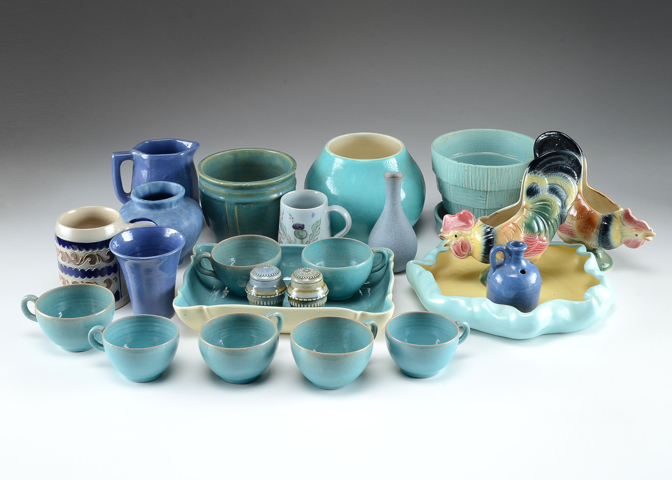 Collection of Vintage Blue Pottery