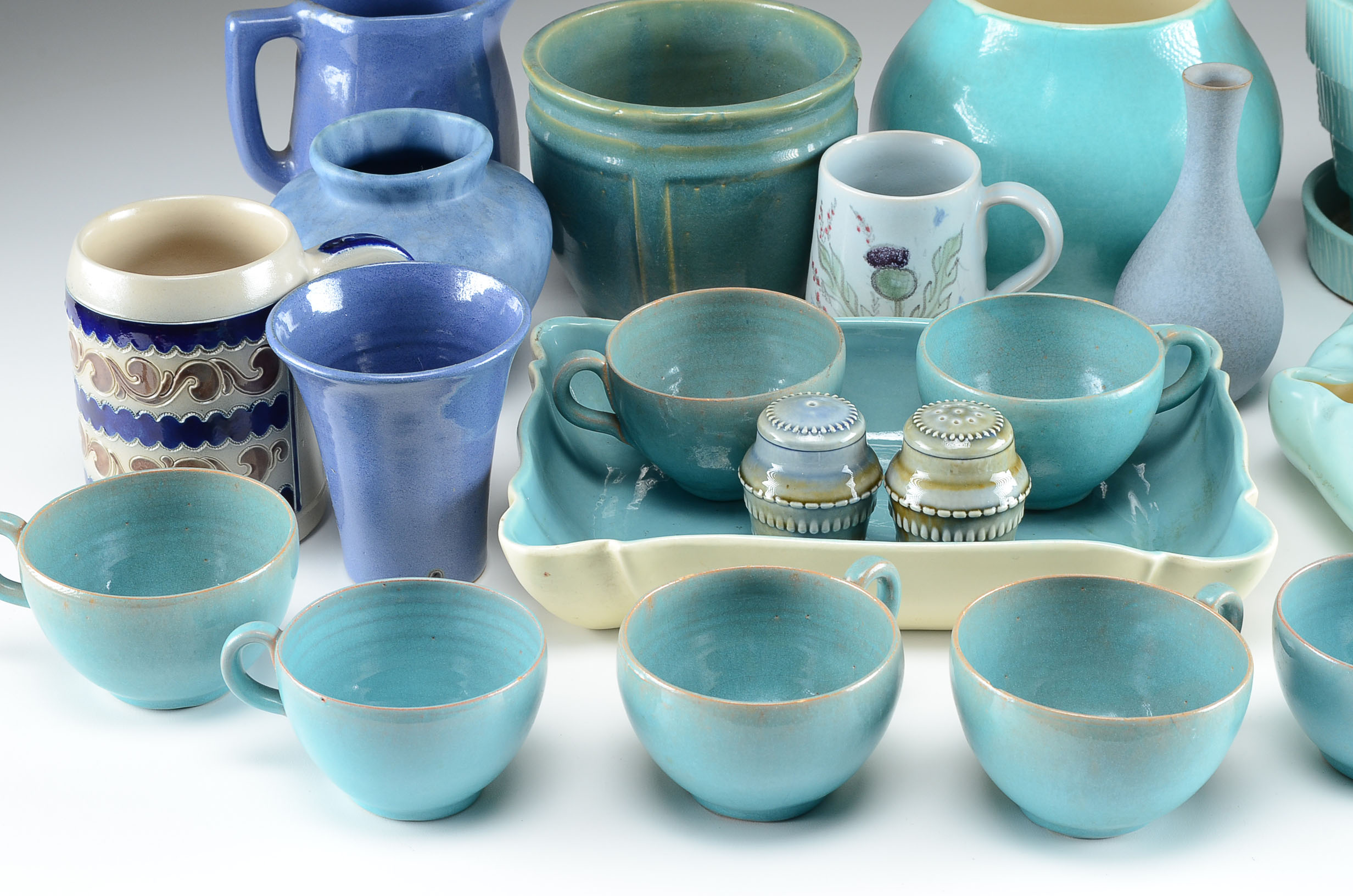 Collection of Vintage Blue Pottery
