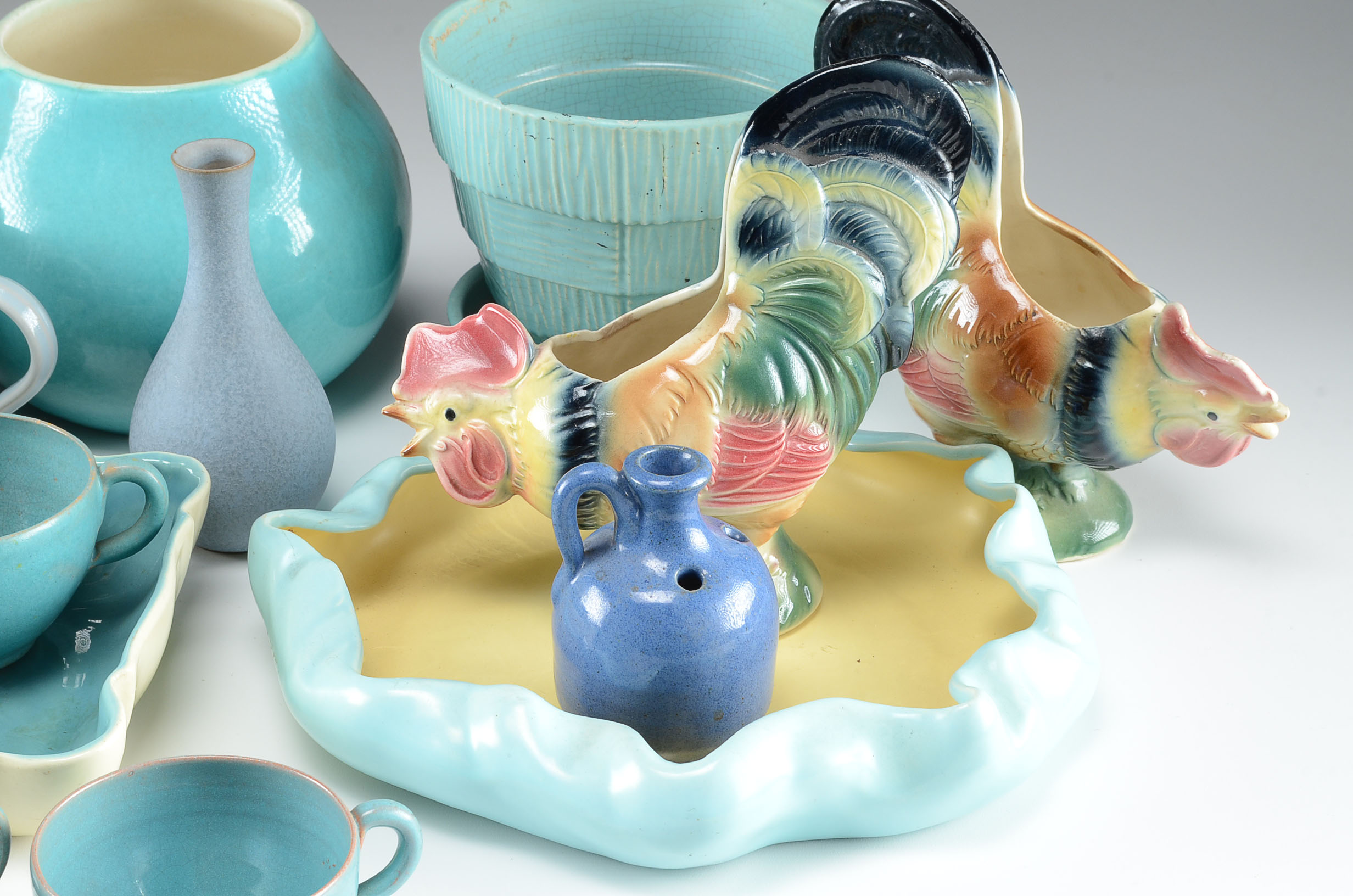 Collection of Vintage Blue Pottery