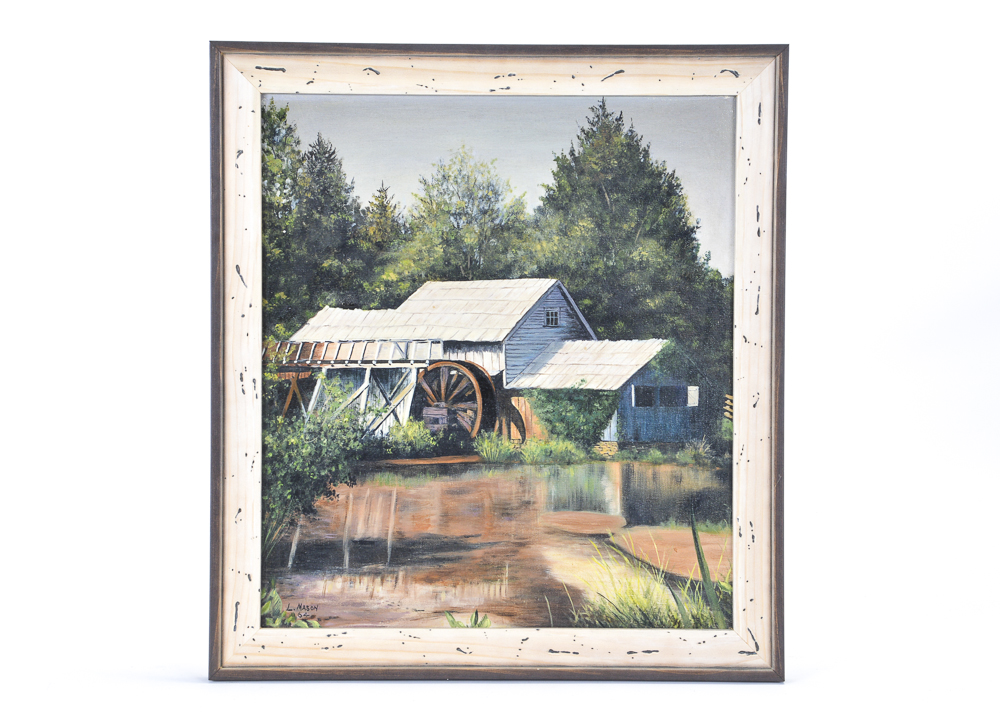Original Oil Painting of Watermill Circa 1964