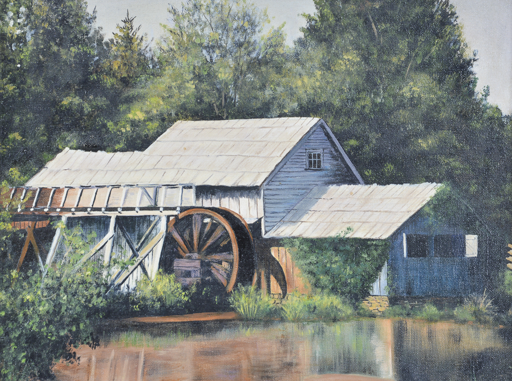 Original Oil Painting of Watermill Circa 1964