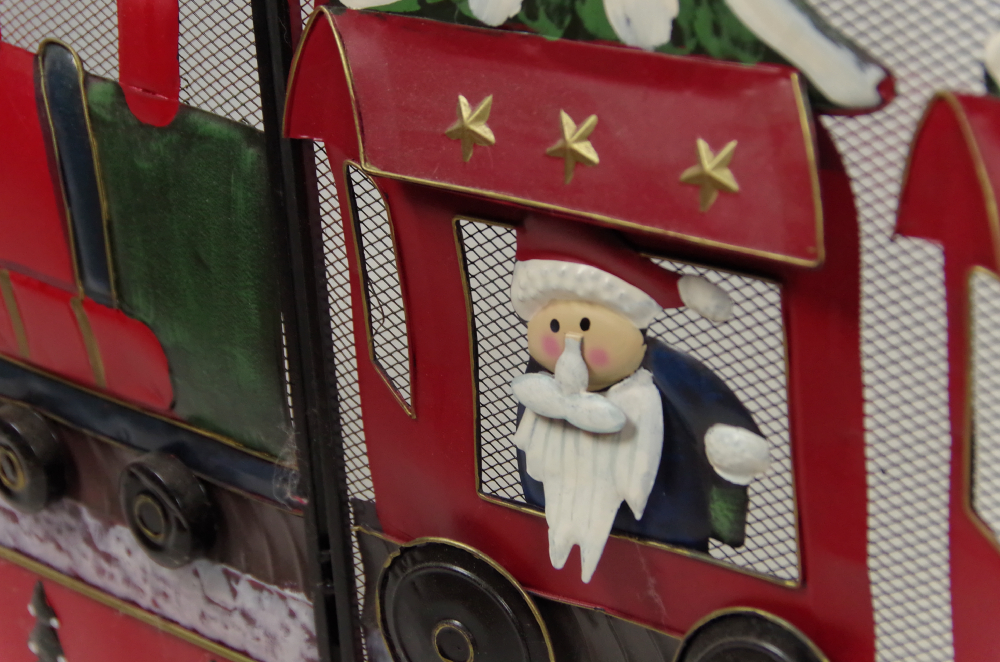 Hand-Painted Metal Christmas Fireplace Screen