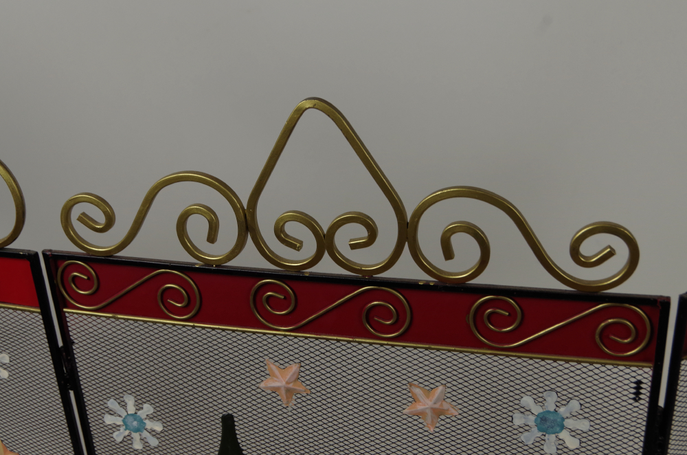 Hand-Painted Metal Christmas Fireplace Screen