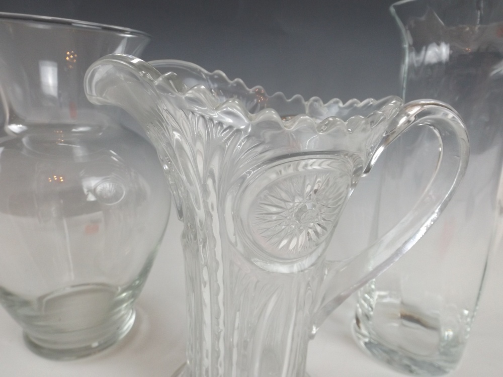 Vintage Pressed Glass Pitcher and Vases