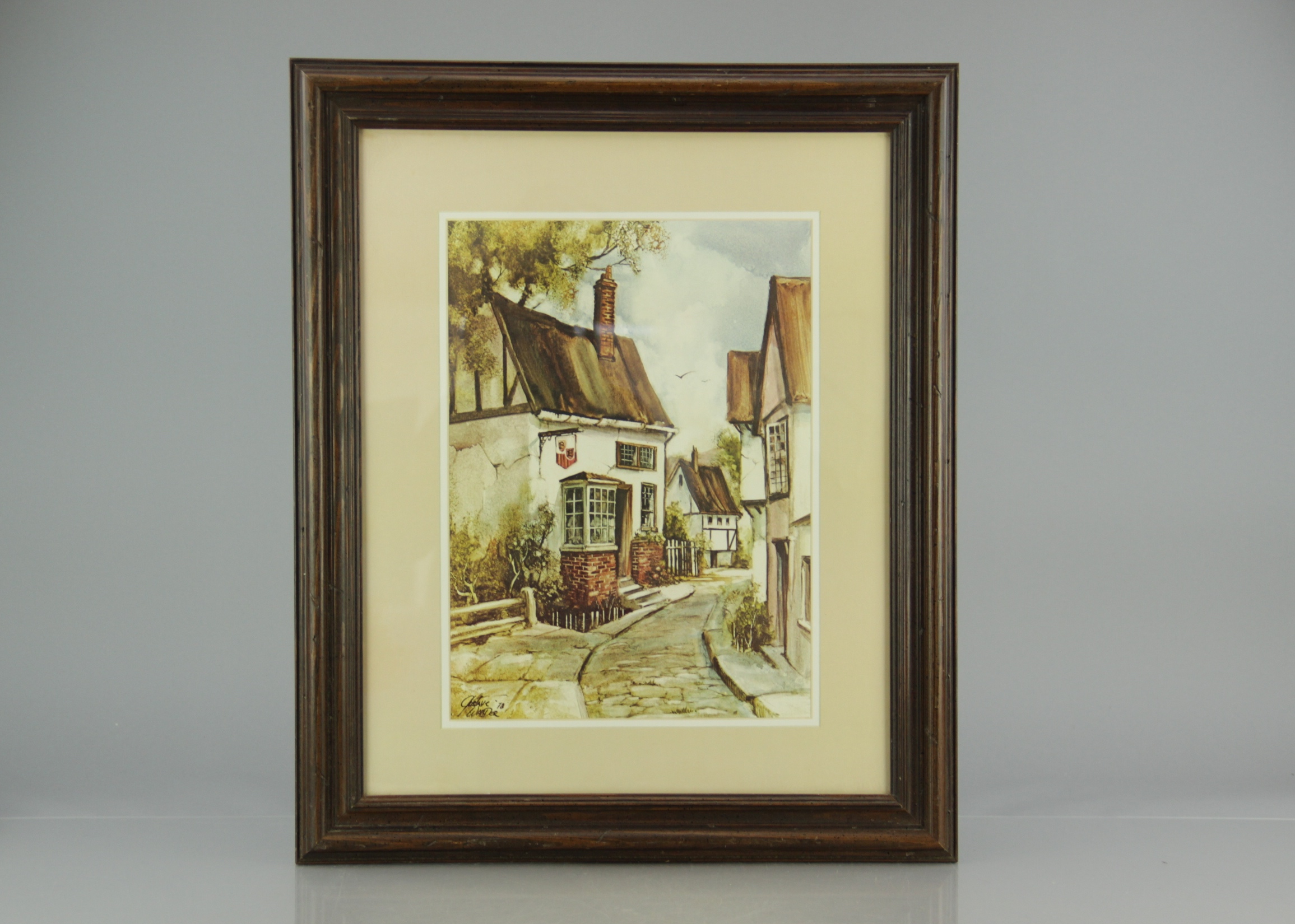 Lithograph Village Scene by Gustave Wander