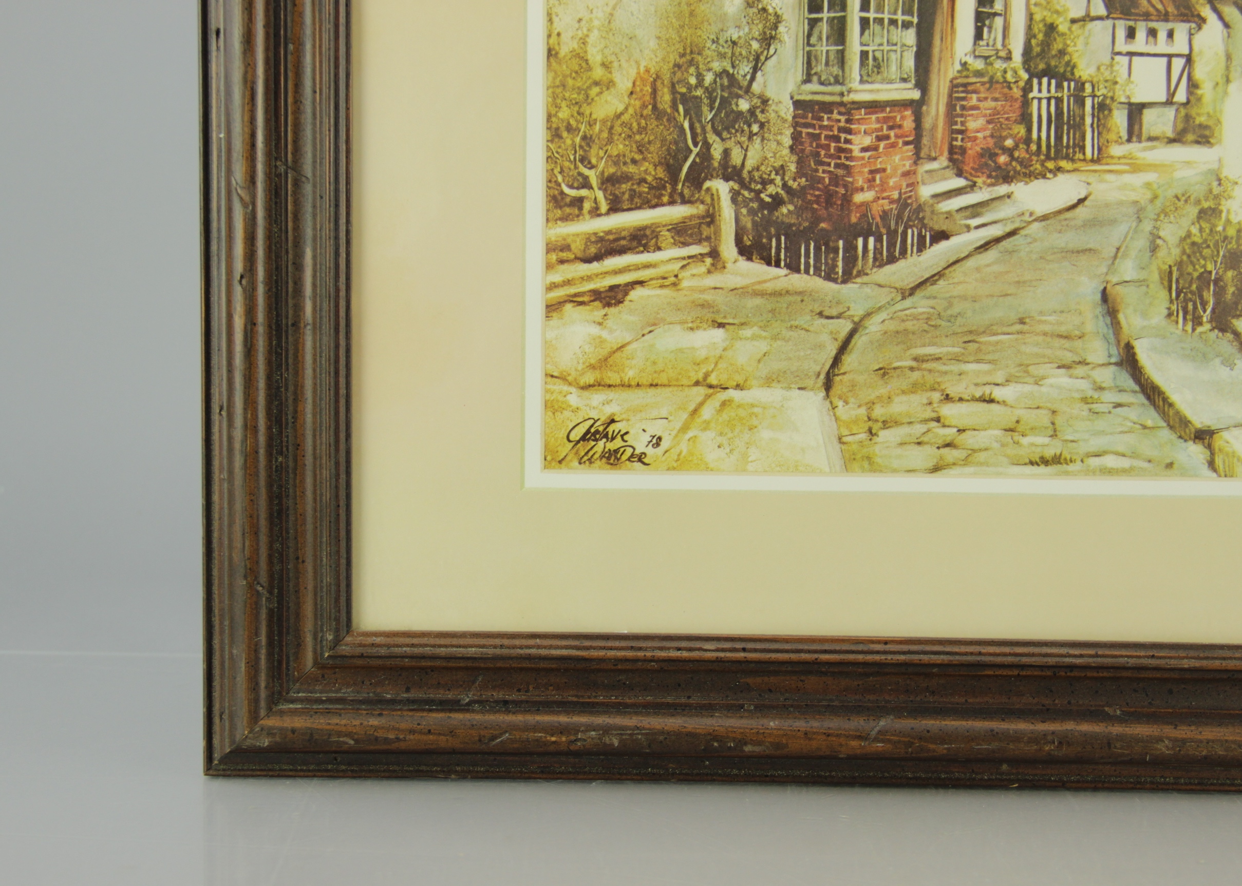 Lithograph Village Scene by Gustave Wander