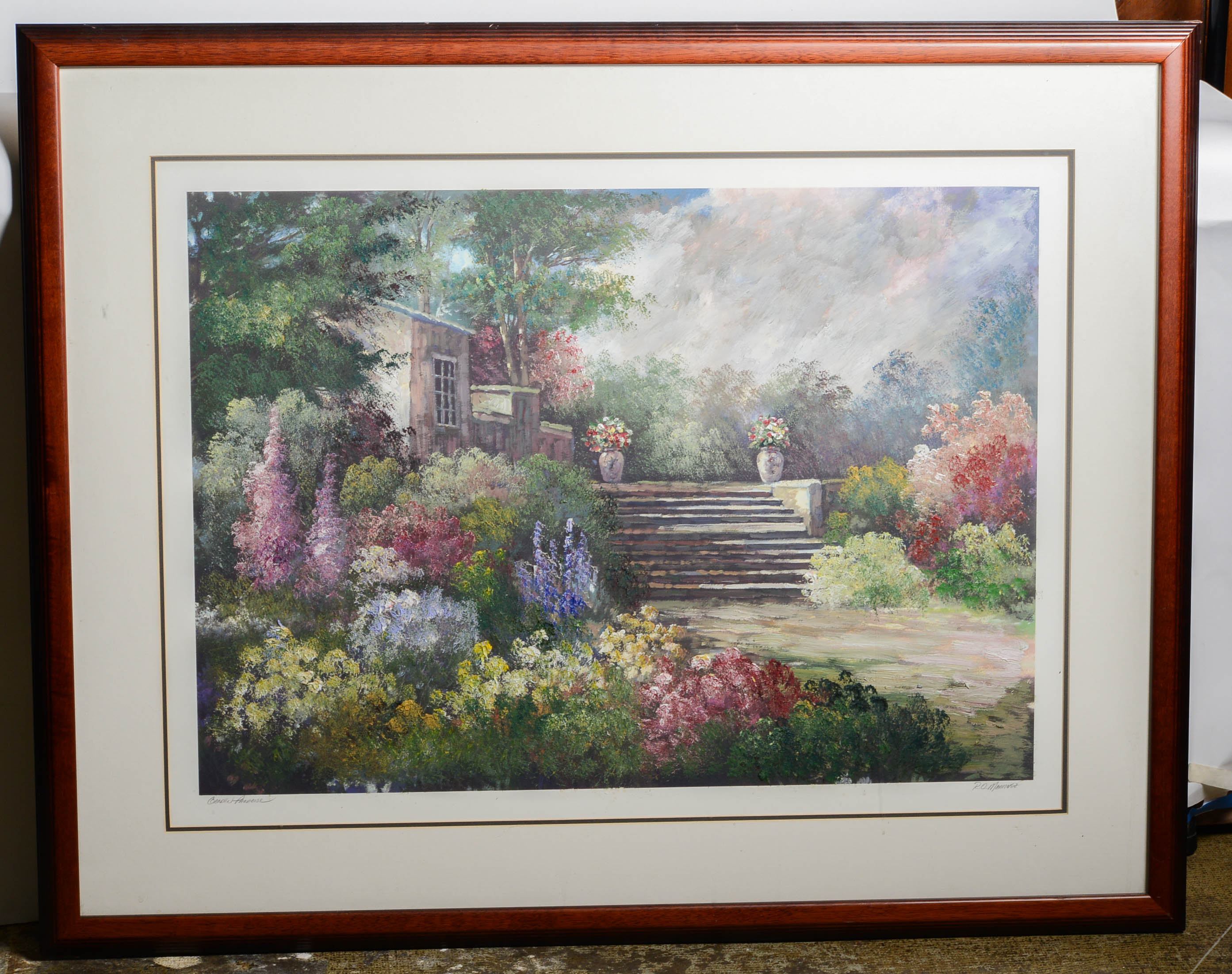 R.O. Martinez "Garden Paradise" Signed Print with Painted Overlay