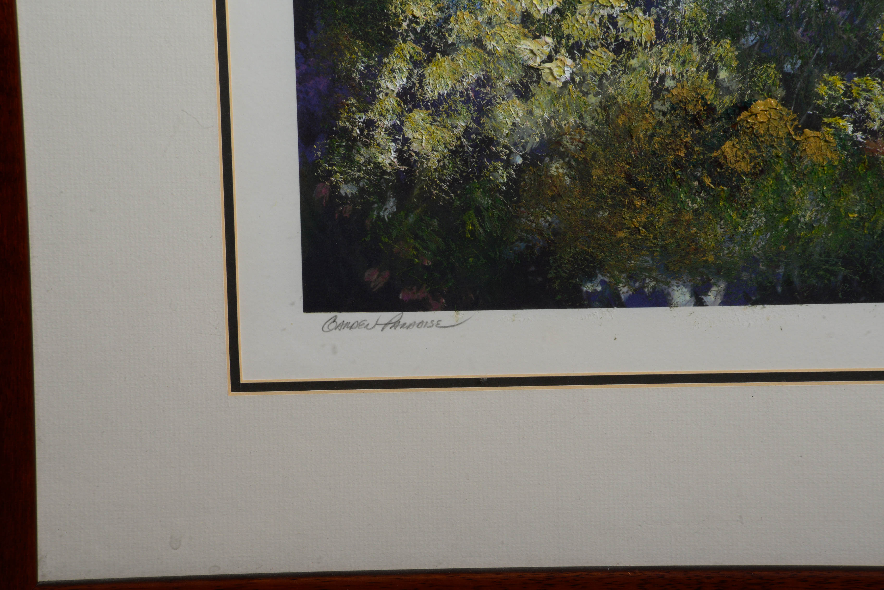 R.O. Martinez "Garden Paradise" Signed Print with Painted Overlay
