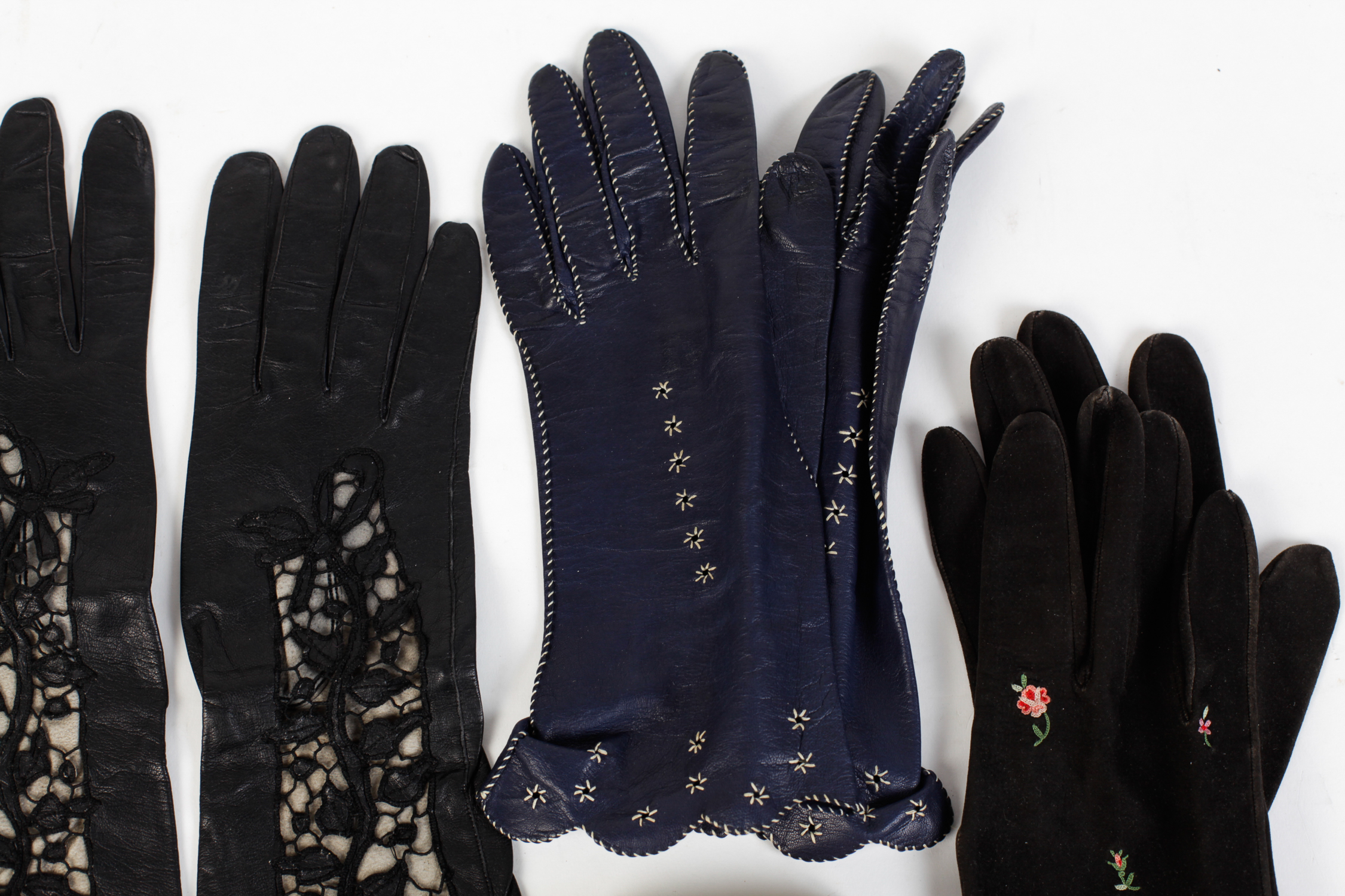 Collection of Vintage Kid Gloves and Stickpins