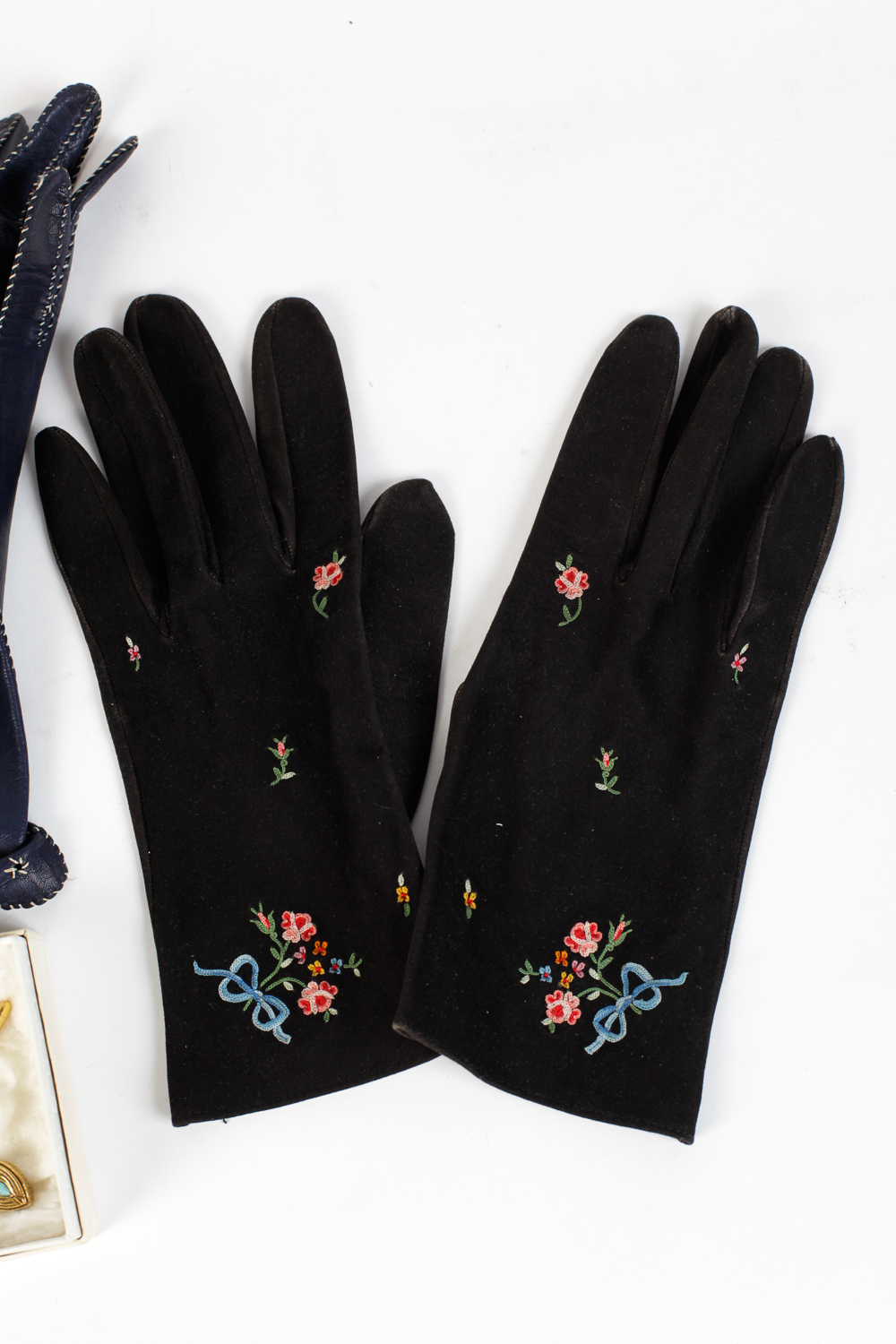 Collection of Vintage Kid Gloves and Stickpins