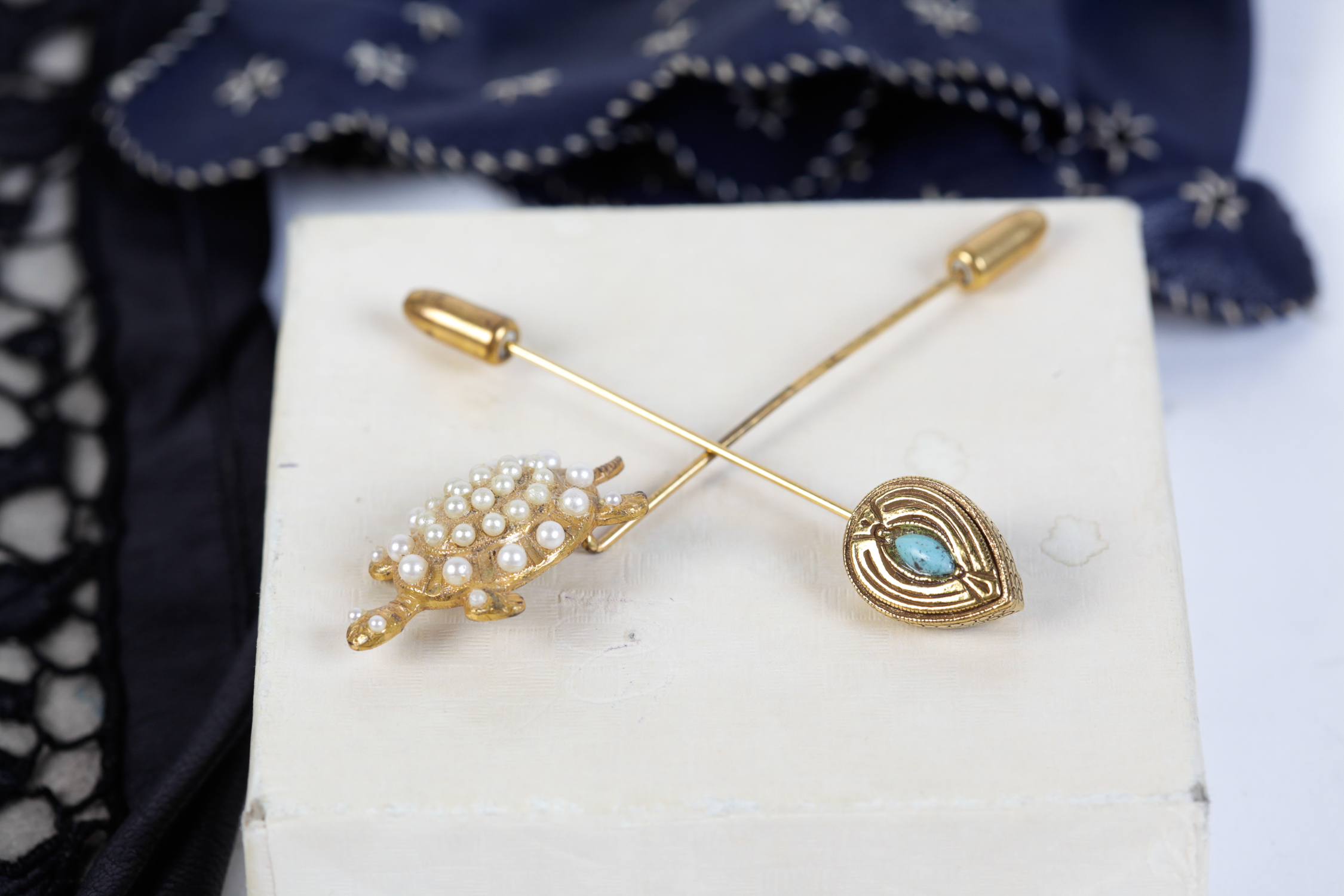 Collection of Vintage Kid Gloves and Stickpins