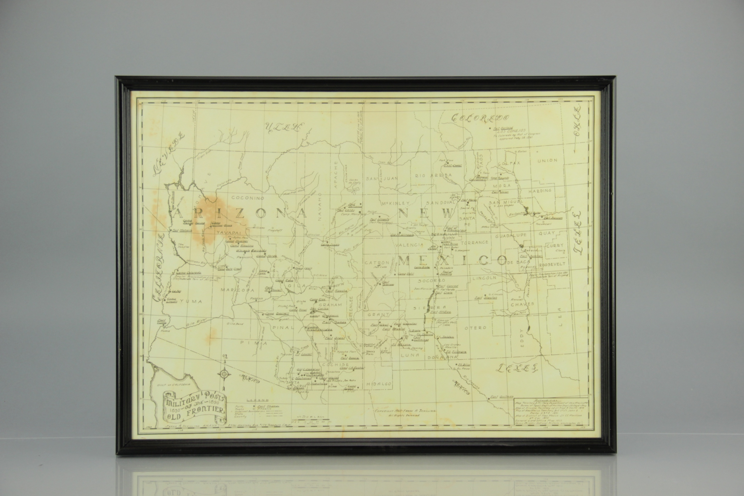 Reproduction Map of Southwestern Military Posts 1850-1890