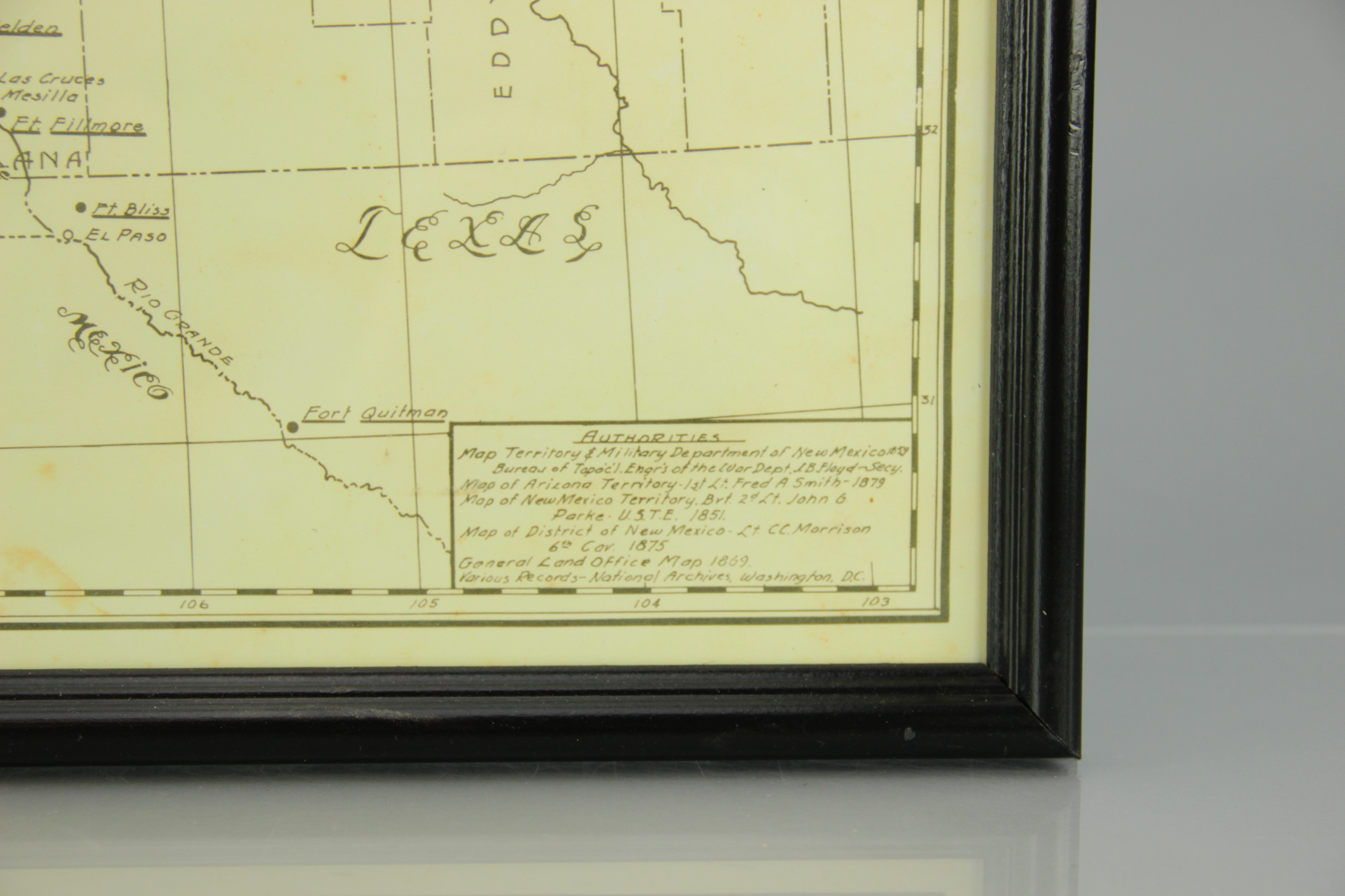 Reproduction Map of Southwestern Military Posts 1850-1890