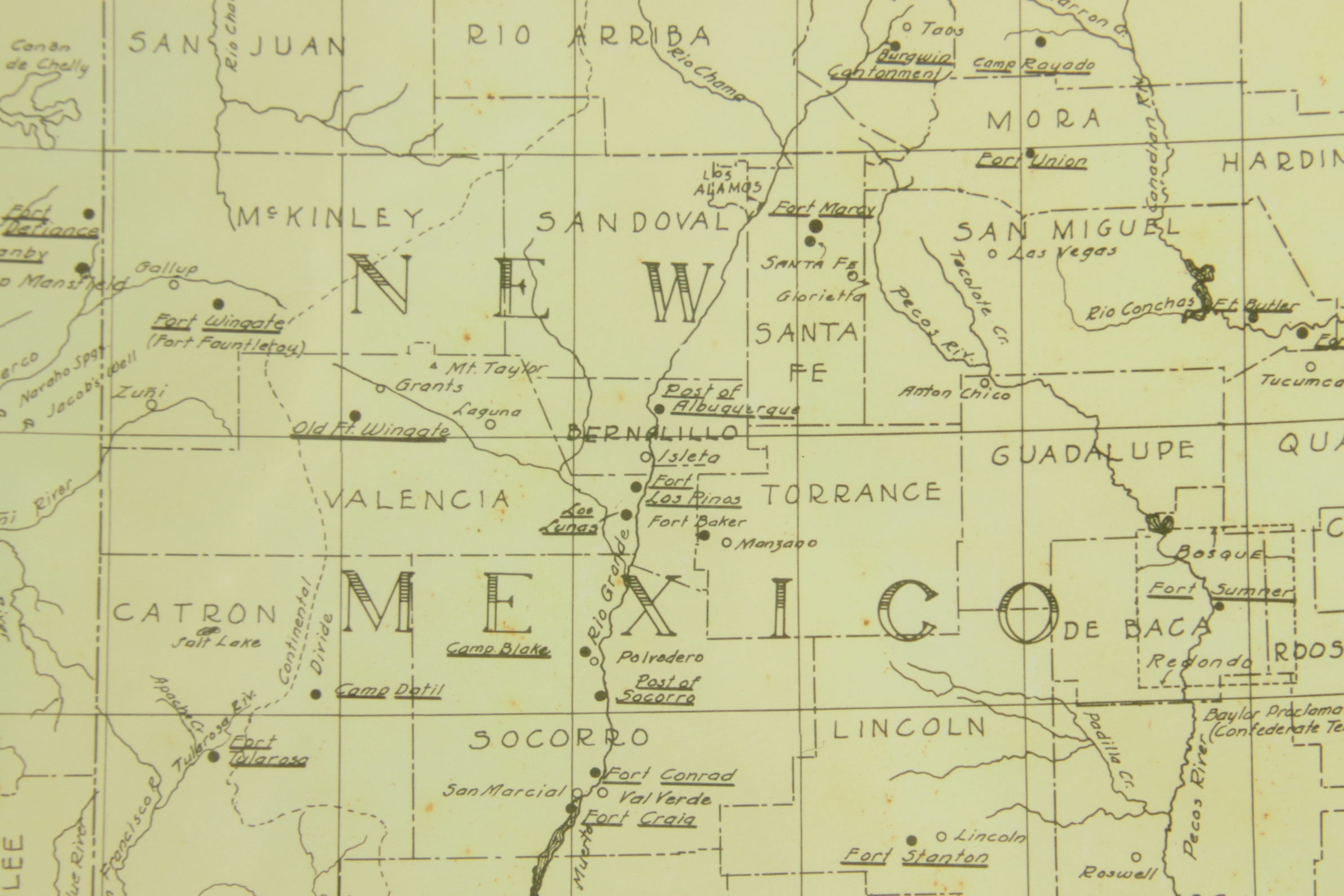 Reproduction Map of Southwestern Military Posts 1850-1890