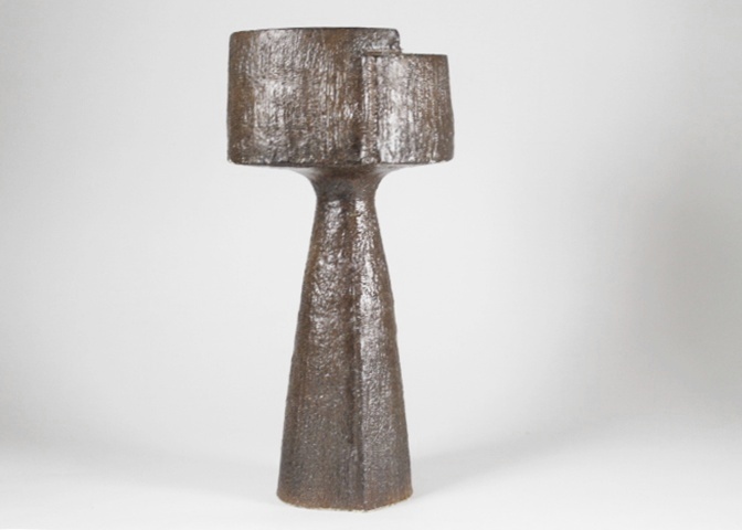 Raked Slab Pottery Pedestal Sculpture