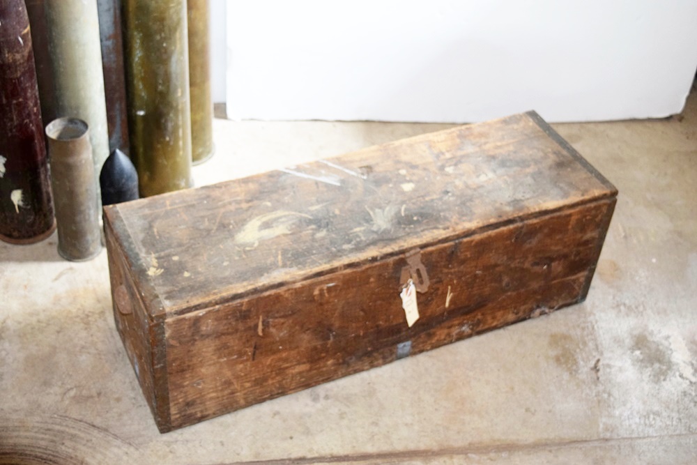 WWI Artillery Shells, Casing and Wooden Box