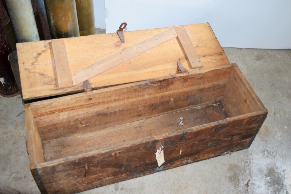 WWI Artillery Shells, Casing and Wooden Box