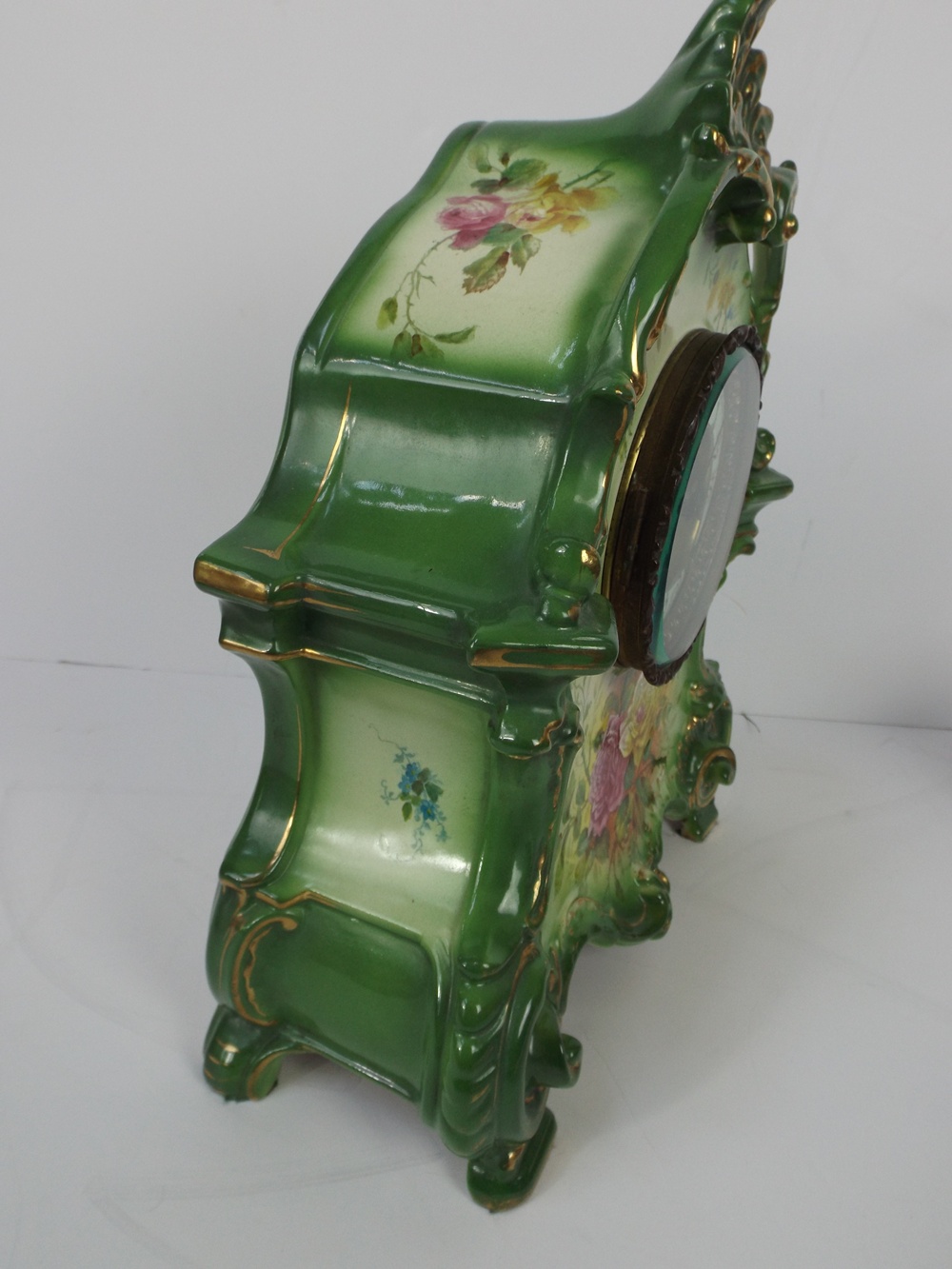 Antique Ansonia Royal Bonn Porcelain Mantel Clock