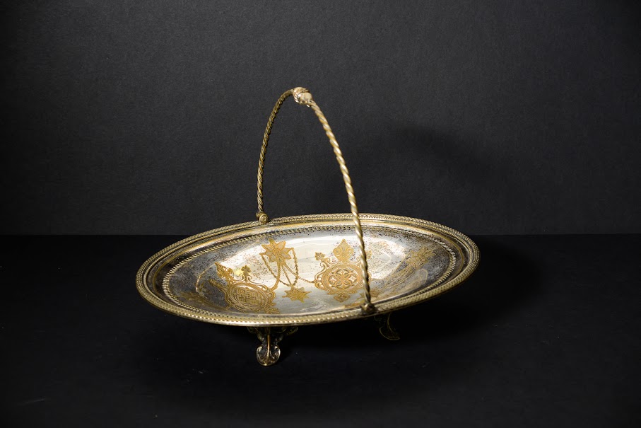 Antique English Silver Plate Cake Basket