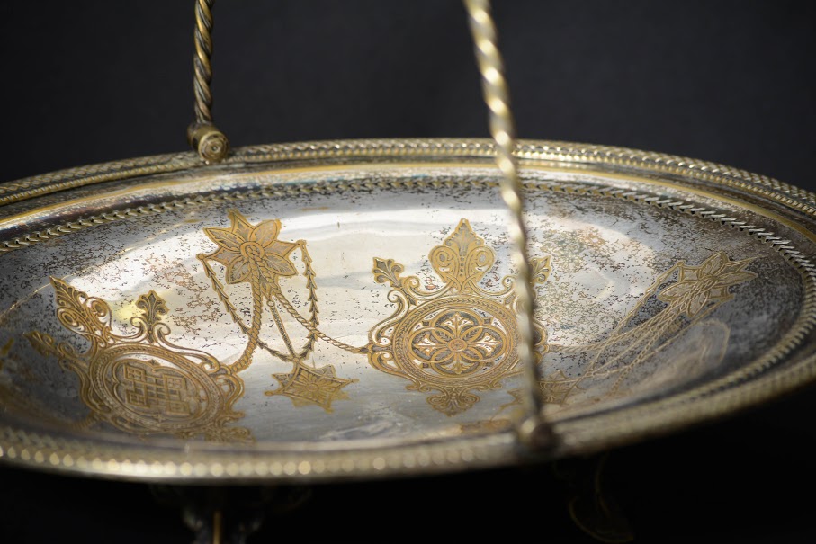 Antique English Silver Plate Cake Basket