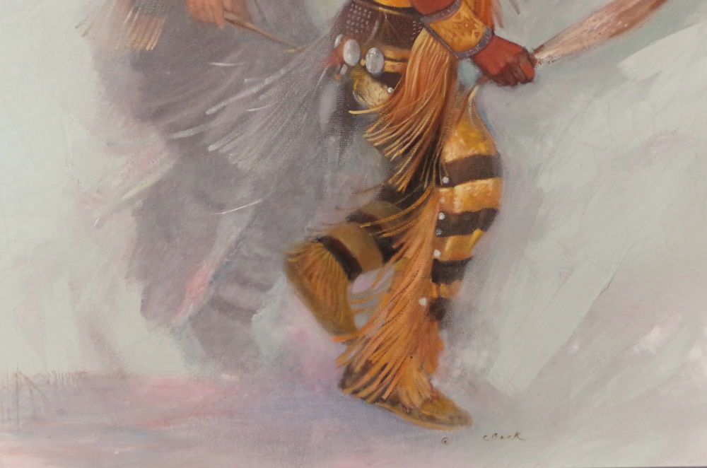 Clifford Beck Original Oil on Canvas of Dancing Warriors