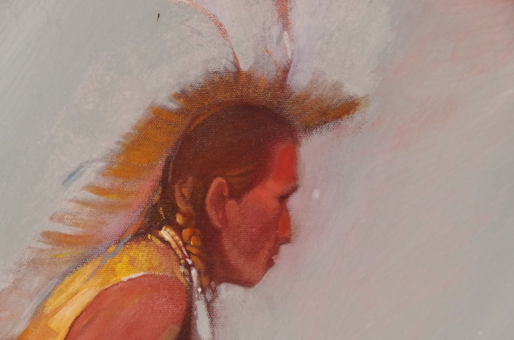 Clifford Beck Original Oil on Canvas of Dancing Warriors