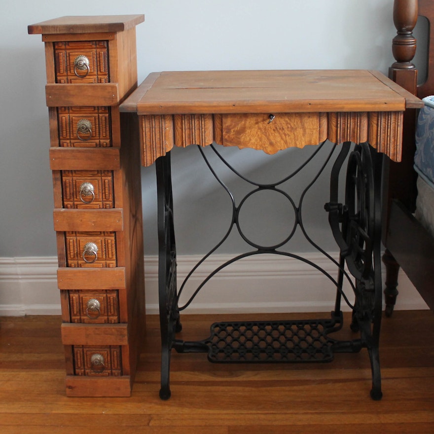 Kenwood Antique Sewing Desk and Matching Storage Stand