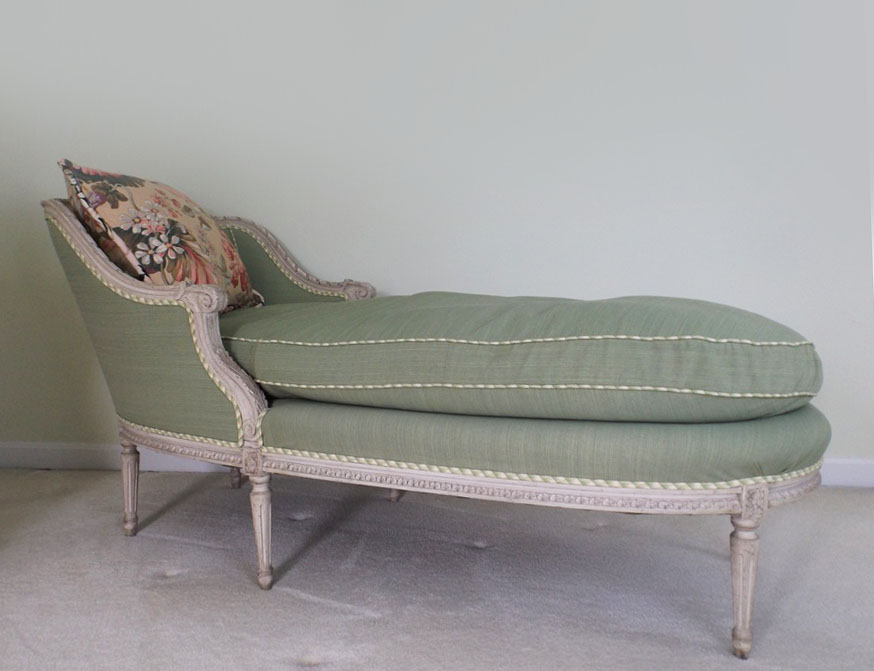 Antique French Louis XVI Style Down-Filled Chaise Lounge