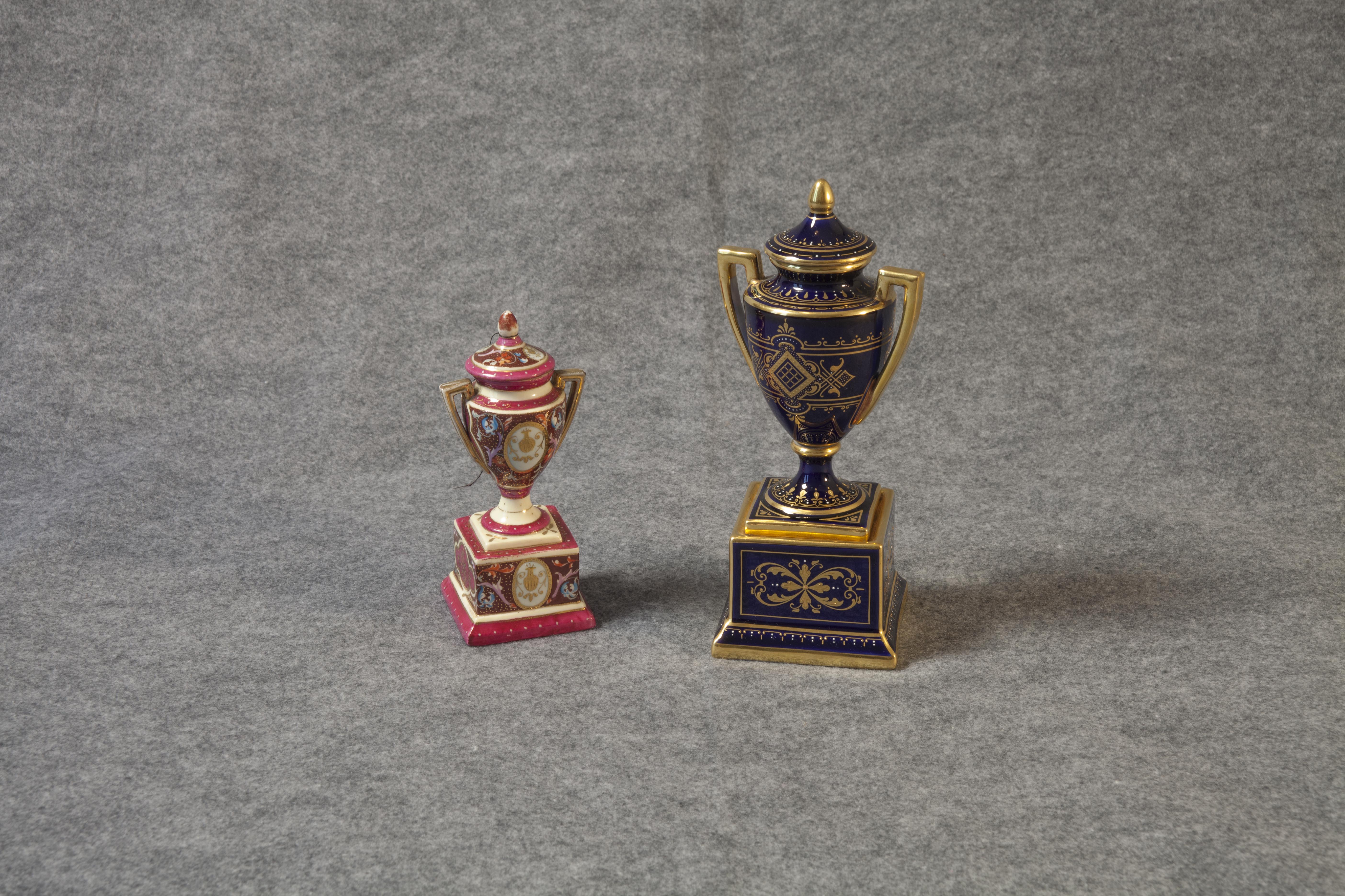 Pair of Miniature Sevres Style Covered Urns