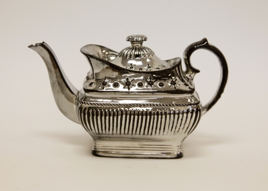 Silver Lustre Glass Teapot