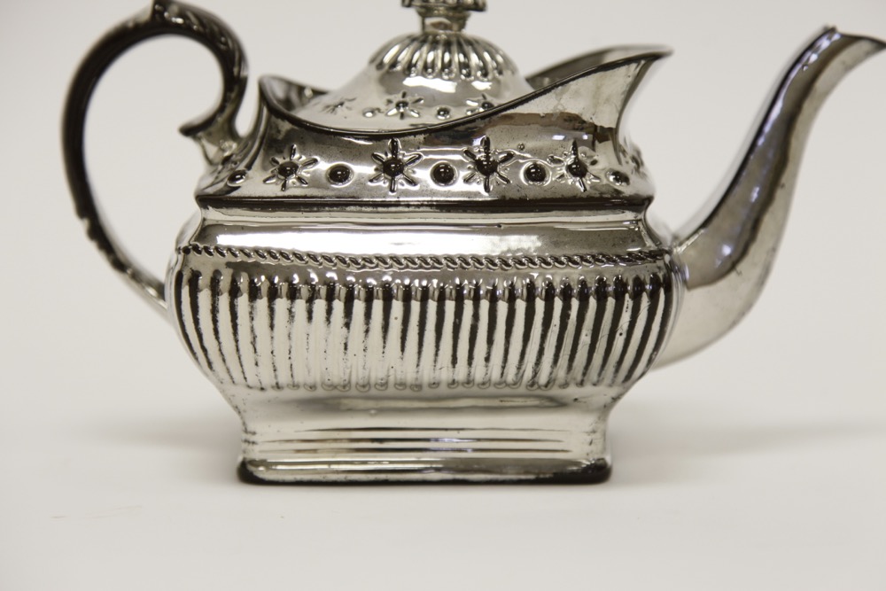 Silver Lustre Glass Teapot