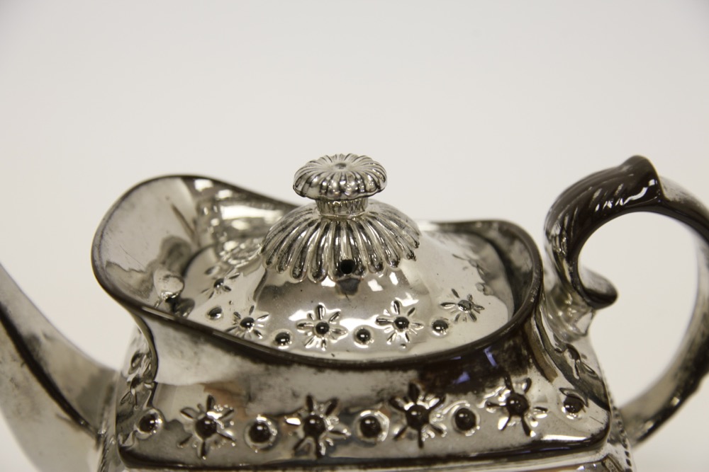 Silver Lustre Glass Teapot