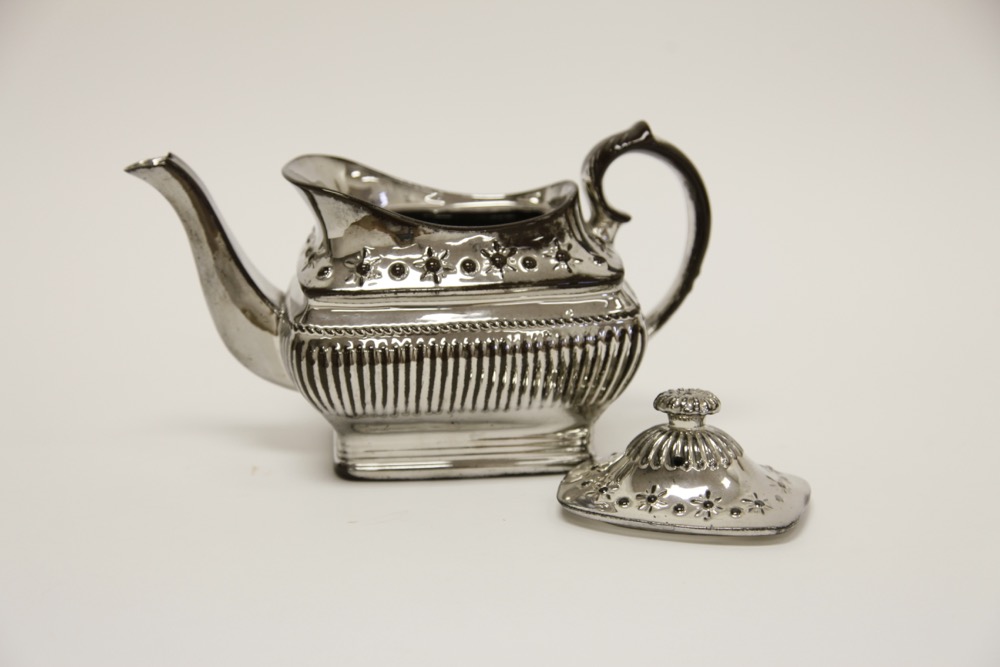 Silver Lustre Glass Teapot
