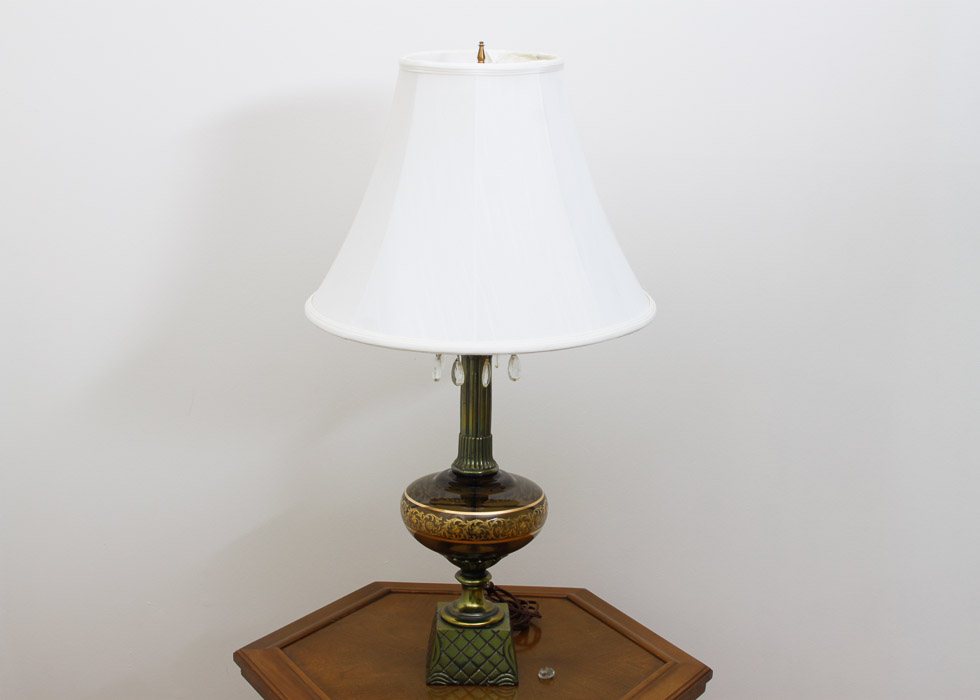 Glass and Gilt Table Lamp