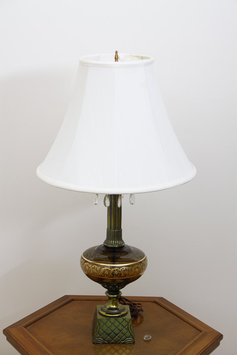 Glass and Gilt Table Lamp