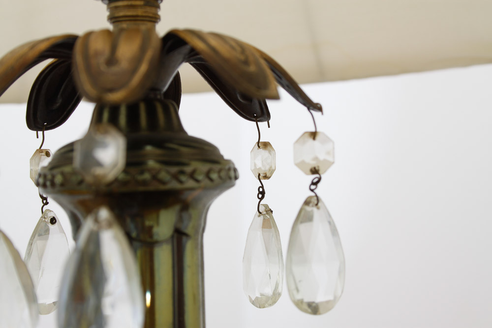 Glass and Gilt Table Lamp