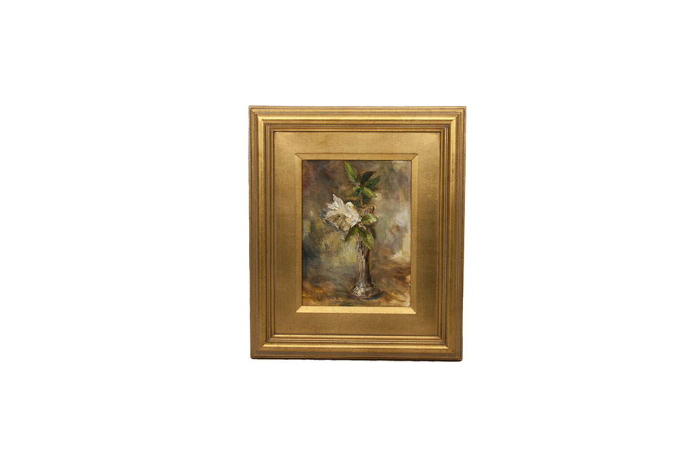 Lisa Beaman "One White Rose" Oil on Canvas