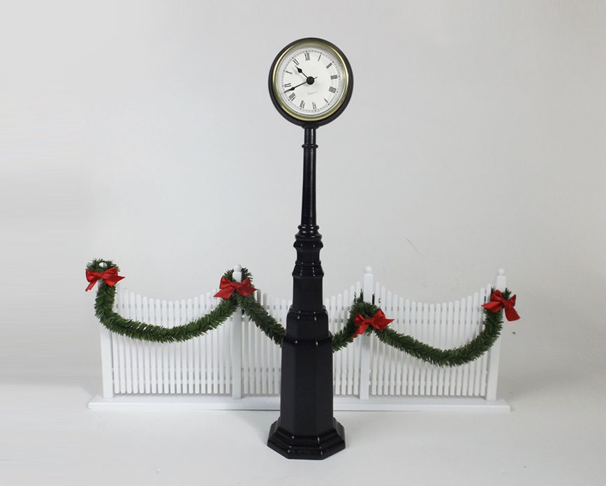Byers' Choice Collectibles Picket Fence and Street Clock