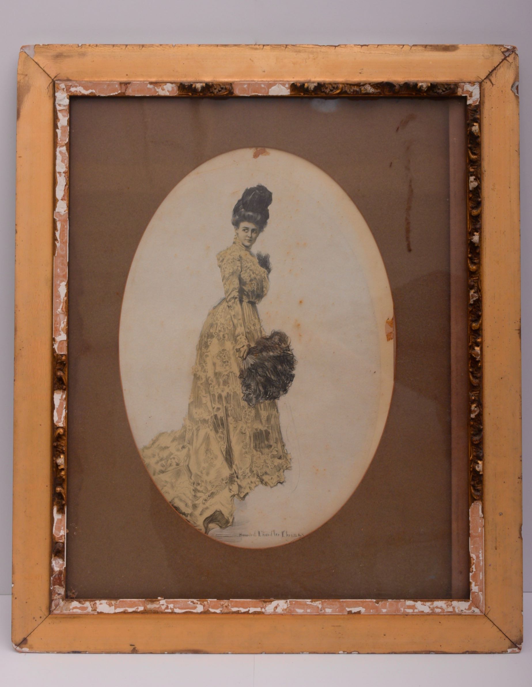 Victorian Framed Woman, Signed