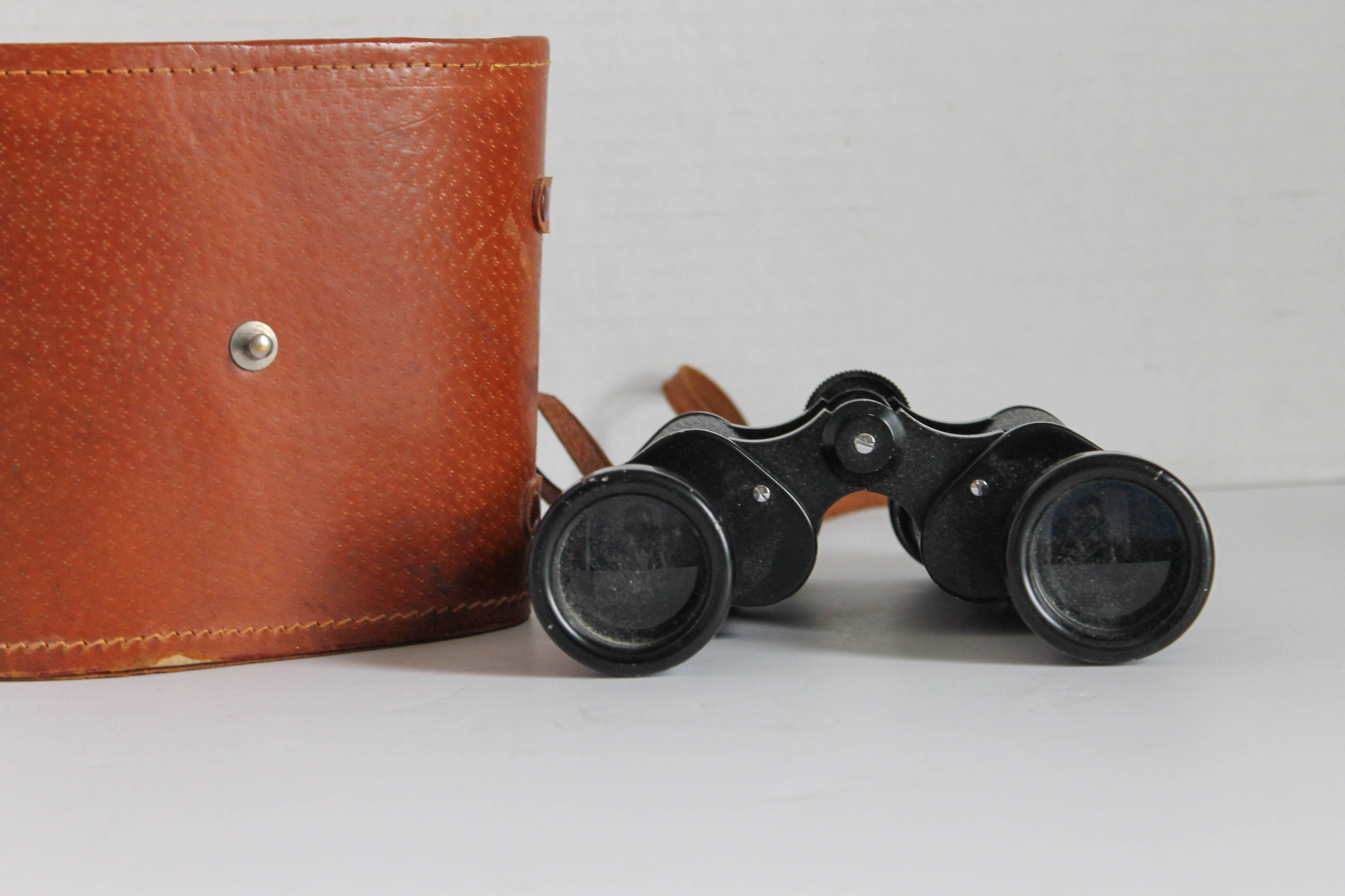 Vintage Omega Binoculars with Long Tail Bird Carving