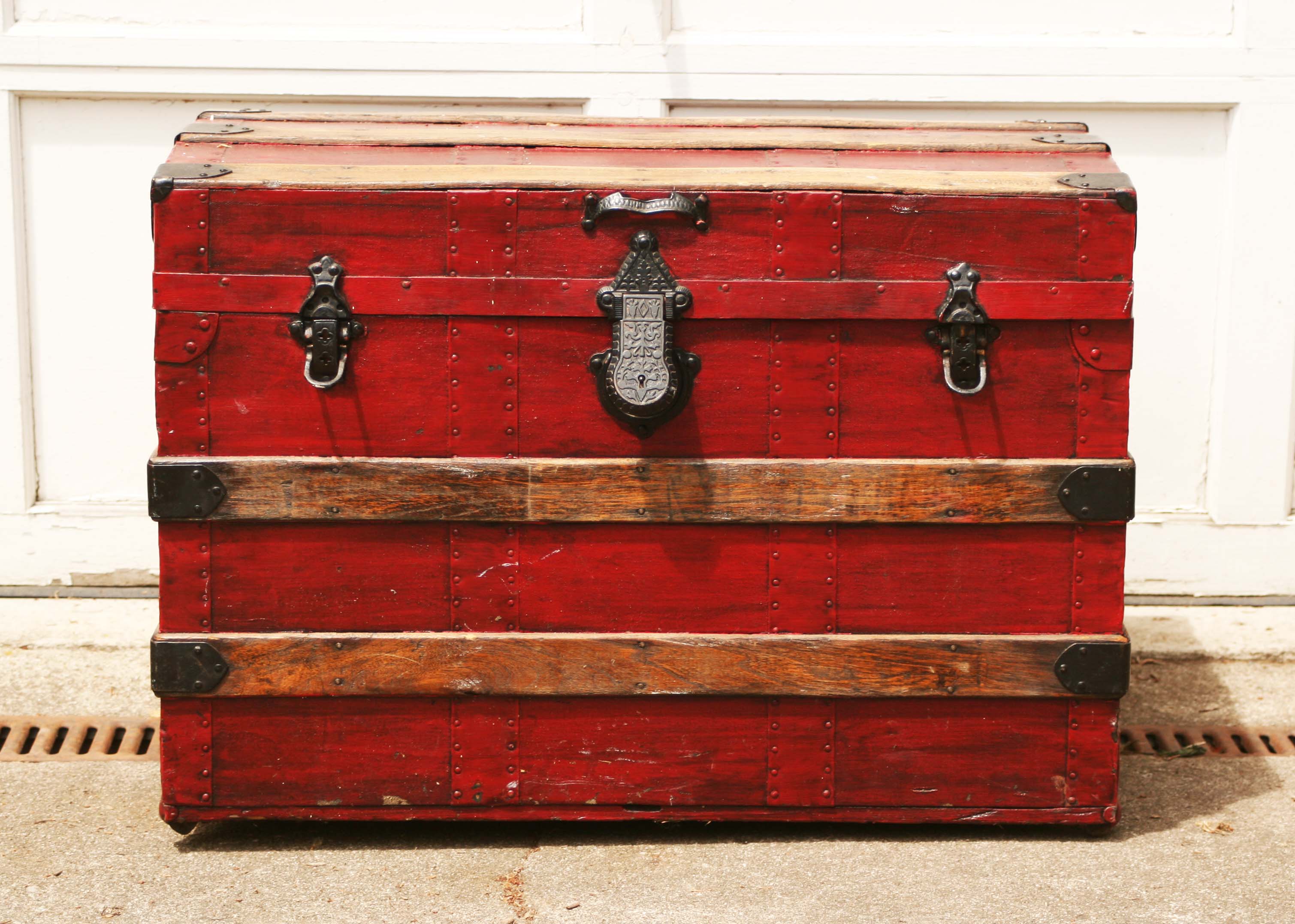 Antique Barrel Stave Wooden Trunk