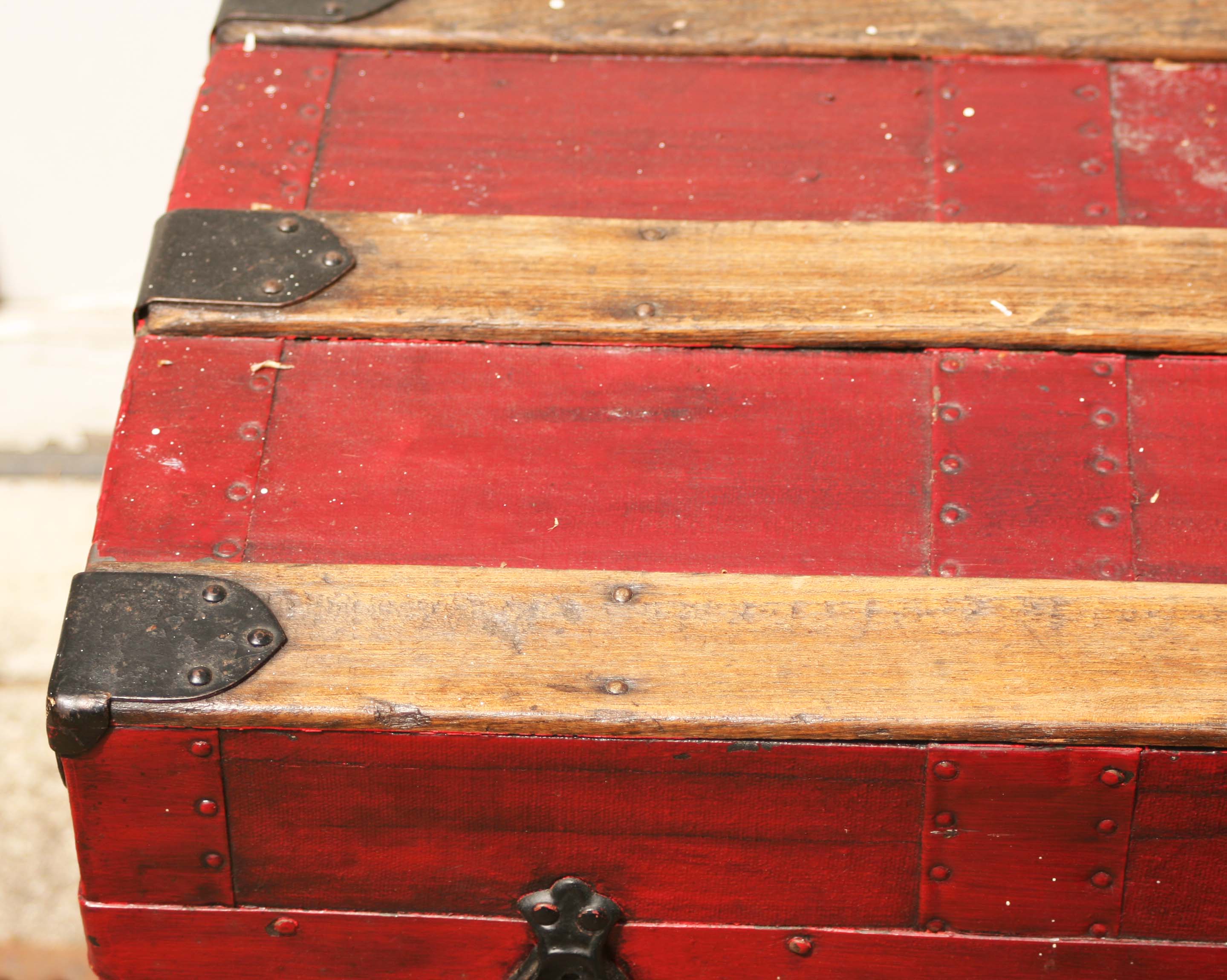 Antique Barrel Stave Wooden Trunk