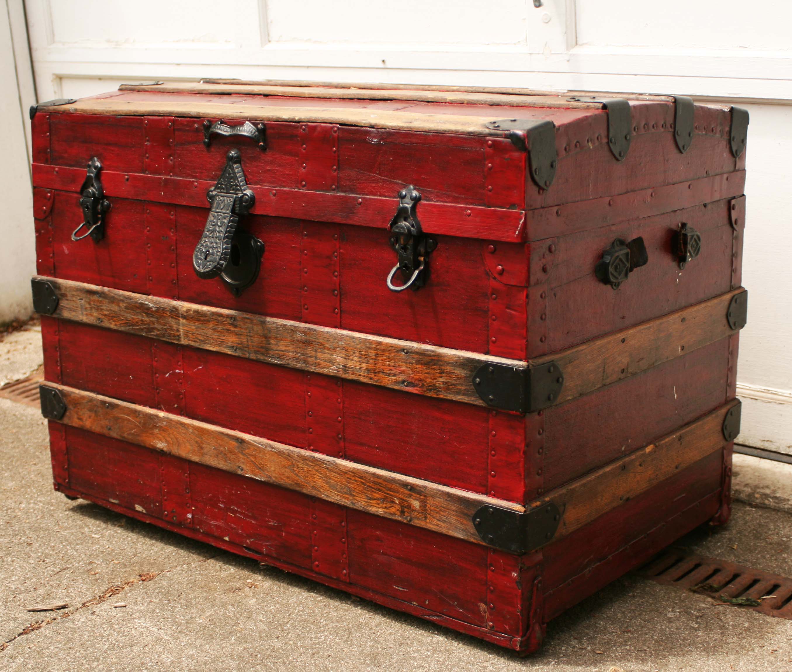Antique Barrel Stave Wooden Trunk