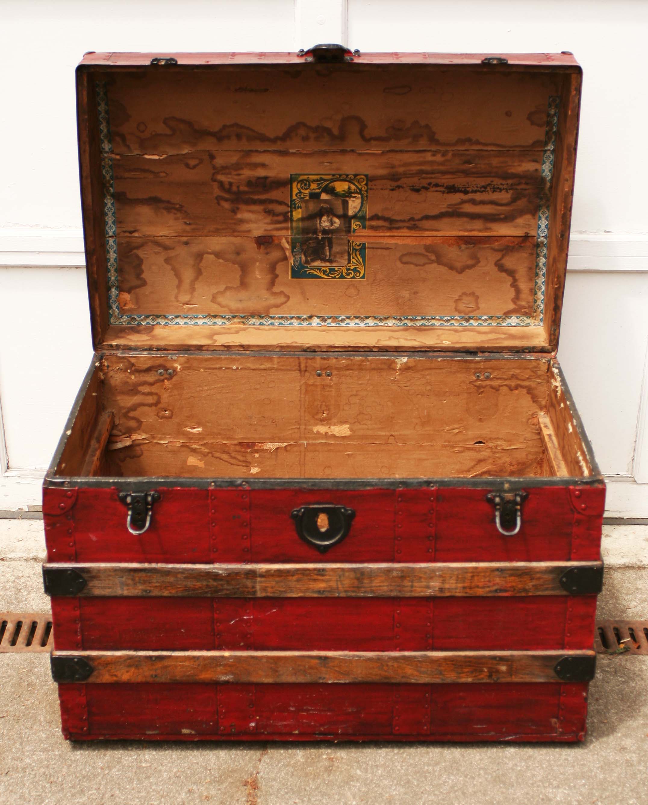 Antique Barrel Stave Wooden Trunk