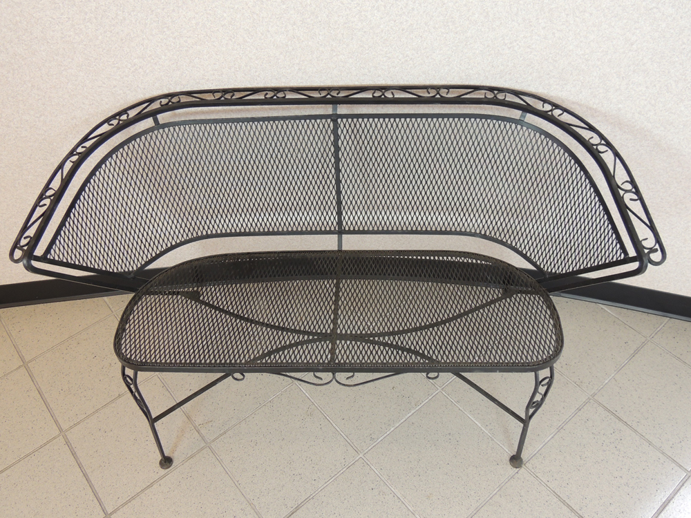 Curved Back Wrought Iron Garden Bench
